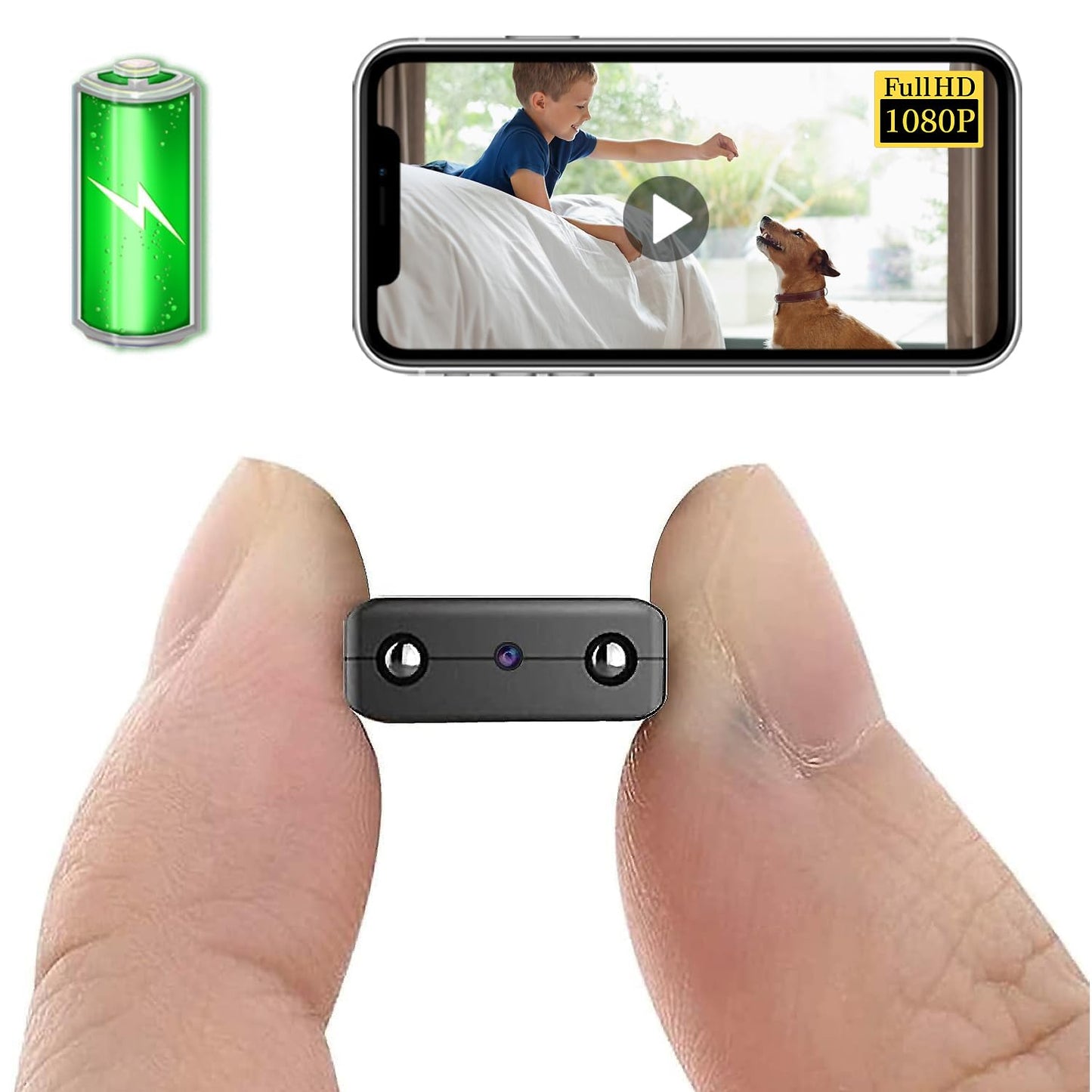 Rettru Smallest WiFi Video Cameras,1.5 Hours Battery, HD 1080P Security Personal Video recorders Webcams, Portable Surveillance with Night Vision, AI Human Motion-Activated Cameras, Remote Viewing.