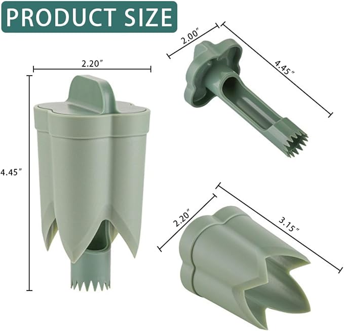 Pepper Corer, 2 in 1 Red Bell Pepper Seed Corer Remover Tool, Fruit & Vegetable Corers Quick Cave Tools for Jalapeno Cutter Deseeder, Green, 2 PCS