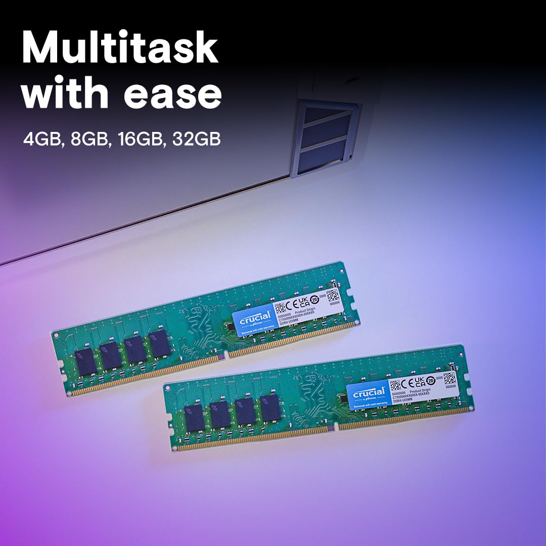 Crucial 32Gb Ddr4 Ram, 3200Mhz (Pc4-25600) Cl22 Desktop Memory, Udimm 288-Pin, Downclockable To 2933/2666Mhz, Compatible With In