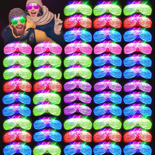 SHQDD 75PCS LED Glasses, Light Up Glasses, 5 Colors party glasses with 3 Light Modes, Glow in The Dark Party Supplies, Neo...