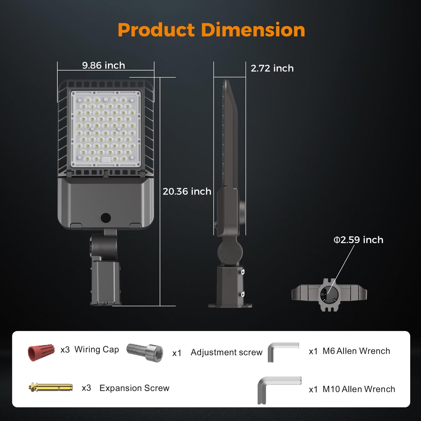Aikvsxer 45000Lm Led Parking Lot Light 180W Commercial Street Area Lighting Dusk To Dawn Photocell Outdoor Lights Ip65 Waterproof 12 Years Lifespan For Parking Yard Warehouse 6 Pack