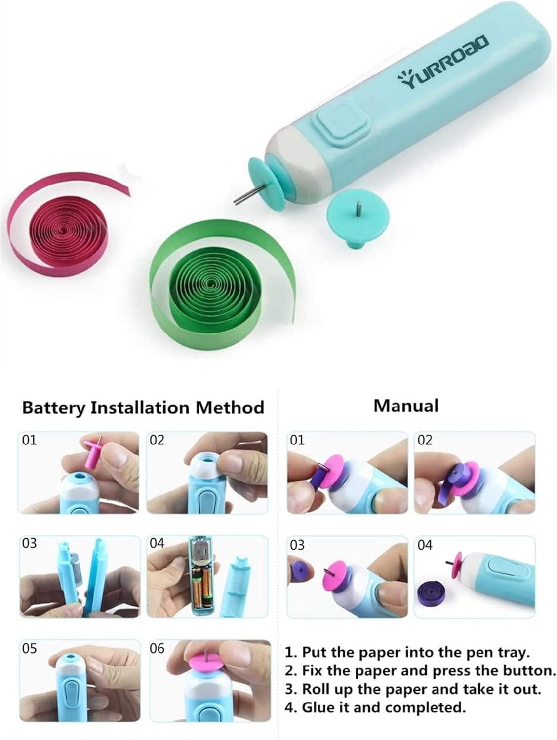 Quilling Kit with 1860 Paper Strips 39cm/54cm and Quilling Tools Like Quilling Pen Slotted Tool Paper Rolling Electric Pen Template Board Quilling DIY Tool Grid Guide Paper Design Drawings Scissors
