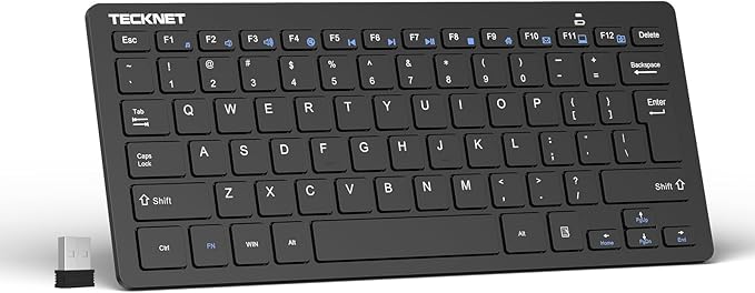 TECKNET 2.4G Wireless Keyboard - Mini Compact Keyboard with Media Hotkeys, 12-Month Battery Life, Compatible with PC, Desk...