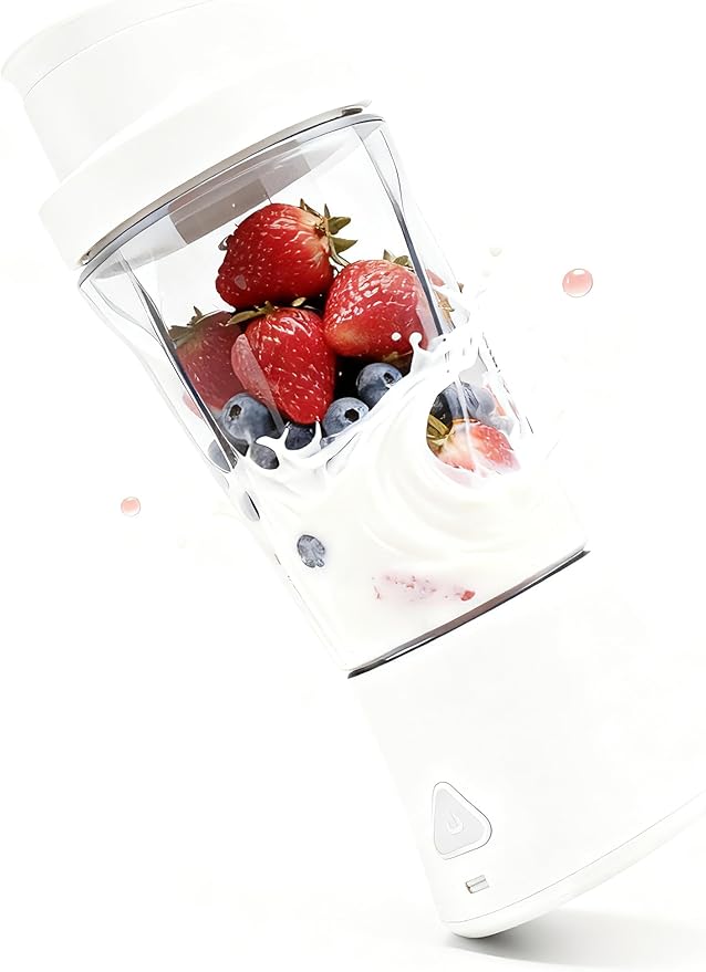 TorqueHome 3-in-1 Portable Blender Cup - 24oz Cordless Personal Blender, USB-C Rechargeable, Self-Cleaning, Leakproof Tumbler with Lid, for Making Smoothies Shakes Protein Drinks, BPA Free (white)