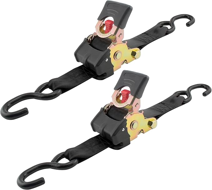 Erickson Pro Series 2in x 10ft Black Retractable Ratcheting Tie-Down Straps, High-Strength Design, 3300 lb Load Capacity, ...