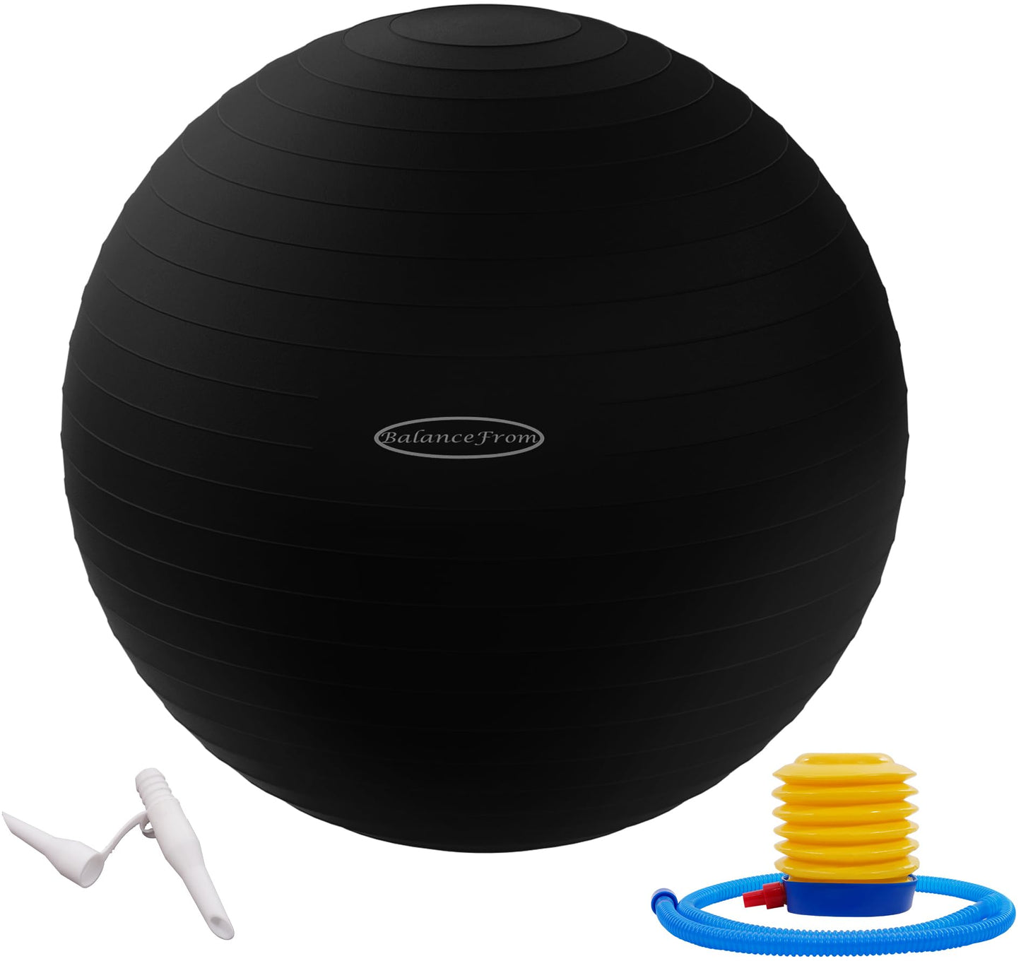 Fitvids Anti-Burst and Slip Resistant Exercise Ball Yoga Ball Fitness Ball Birthing Ball with Quick Pump, 2,000-Pound Capacity, Black, 18-inch, S