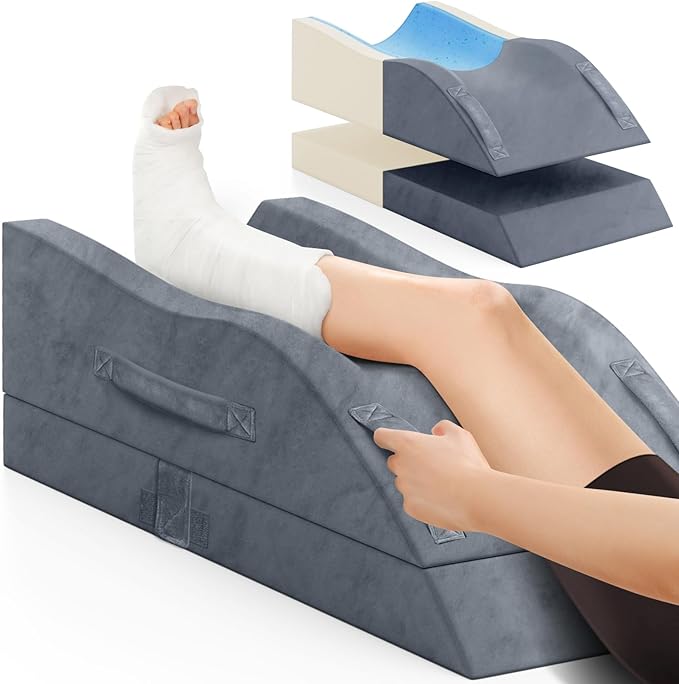 TranquilRelax Leg Elevation Pillows, Wedge Pillow for After Surgery, Memory Foam Leg Support Adjustable, Comfort Care for ...