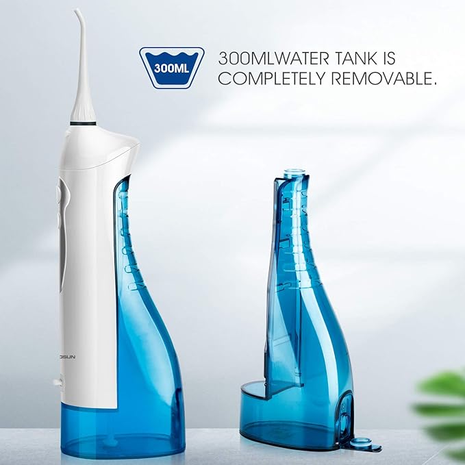 Hangsun Water Flossers for Teeth Cordless Rechargeable Dental Oral Irrigator Water Jet for Teeth Braces Care with 8 Jet Tips for Travel and Home Use (White)