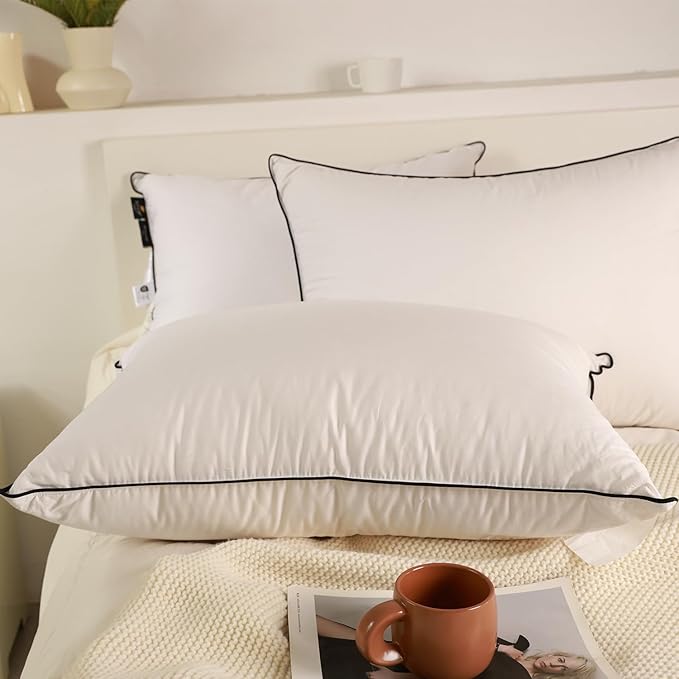 Hungarian Goose Down Pillows Standard Size, Bed Pillows for Sleeping, Pillow for Back, Stomach or Side Sleepers, Ultimate Comfort, 1 Pack, Standard