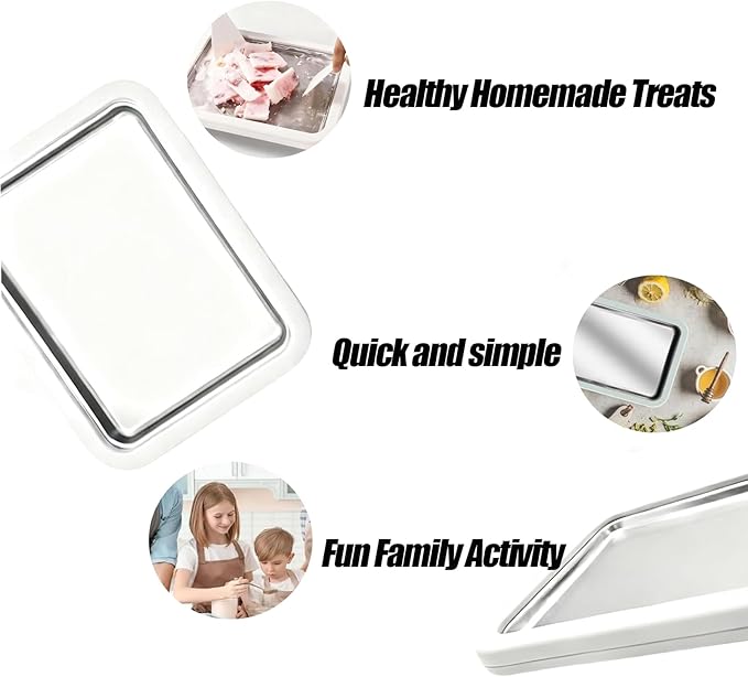 Rolled Ice Cream Maker, At-Home Rolled Ice Cream Machine with Instant Freeze Tray & 2 Scrapers,DIY Fun Family Activity Instant Ice Cream Maker for Yogurt, Sorbet (White)