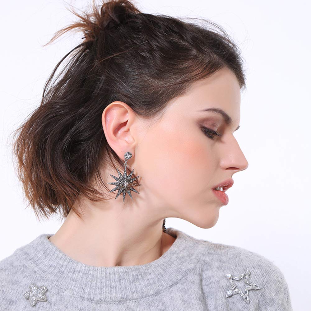 Black Dangle Earrings, Mismatched Zinc Sun and Moon earrings, Gothic earrings, Goth earrings