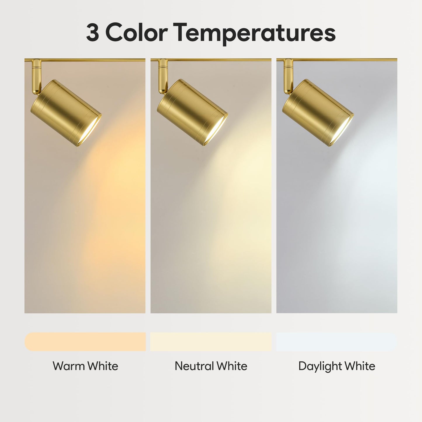Vonluce 8 Light Track Light Fixture  Led Track Lighting Kit With Rotatable Heads  3-Color Gu10 Bulbs Included  Modern Ceiling Spotlight For Kitchen Office Closet Studio Bedroom  Gold