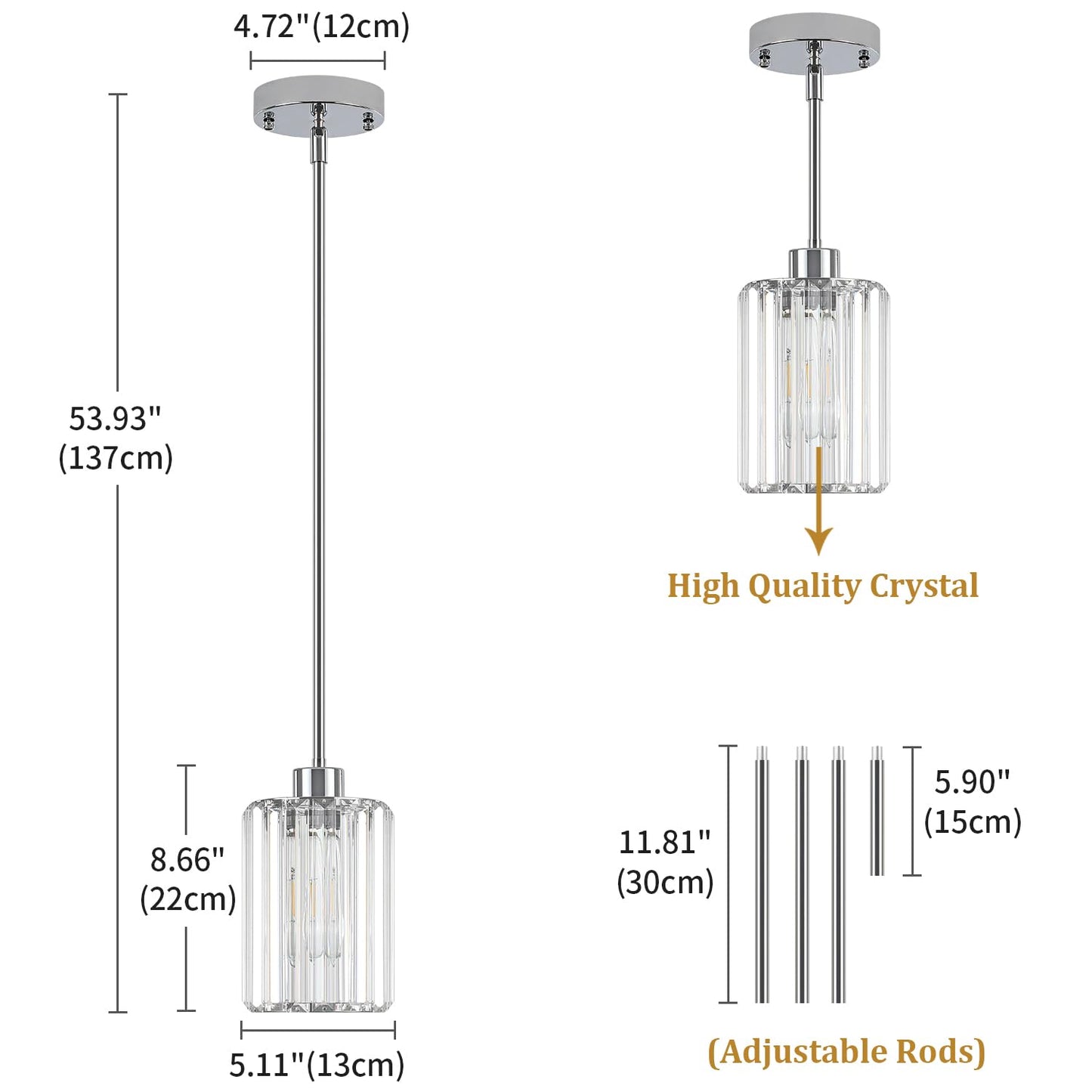Zsmihdoh Chrome Pendant Lights 2 Pack Crystal Pendant Lighting For Kitchen Island  Modern Mini Kitchen Chandeliers Hanging Pendant Lights For Bedroom Dining Room Hallway