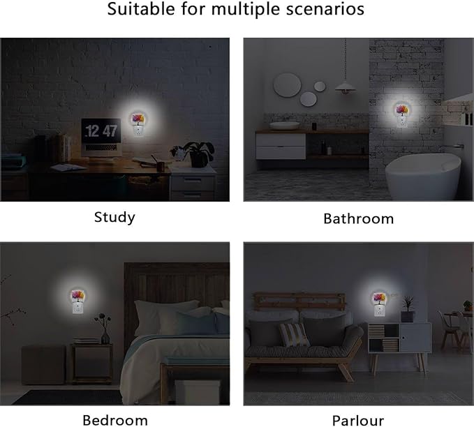 Aslsiy Night Light for Kids Beautiful Tree Vibrant Colors Butterfly (1) Plug in Wall Lamp LED Dusk to Dawn Sensor Energy Saving Nightlight for Boys Girls Men Women