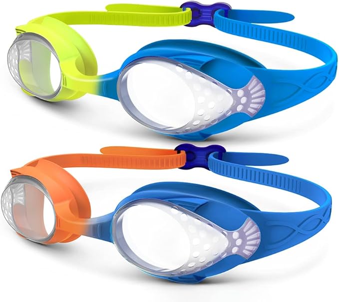 OutdoorMaster Kids Swim Goggles 2 Pack - Quick Adjustable Strap Swimming Goggles for Kids