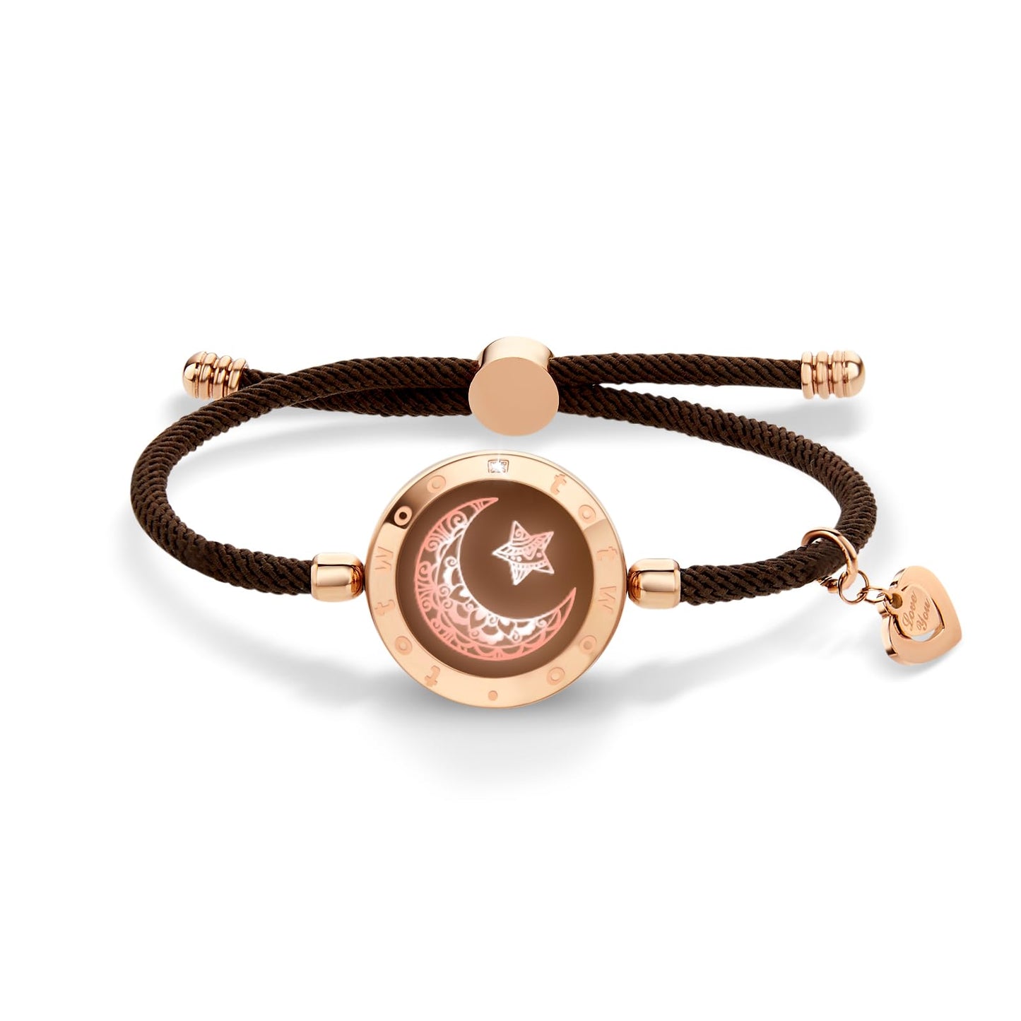 TOTWOO Couples Bracelets - Light Up & Vibration, Stainless Steel, M-Gold, One Size, Perfect for Long Distance Relationship Gifts
