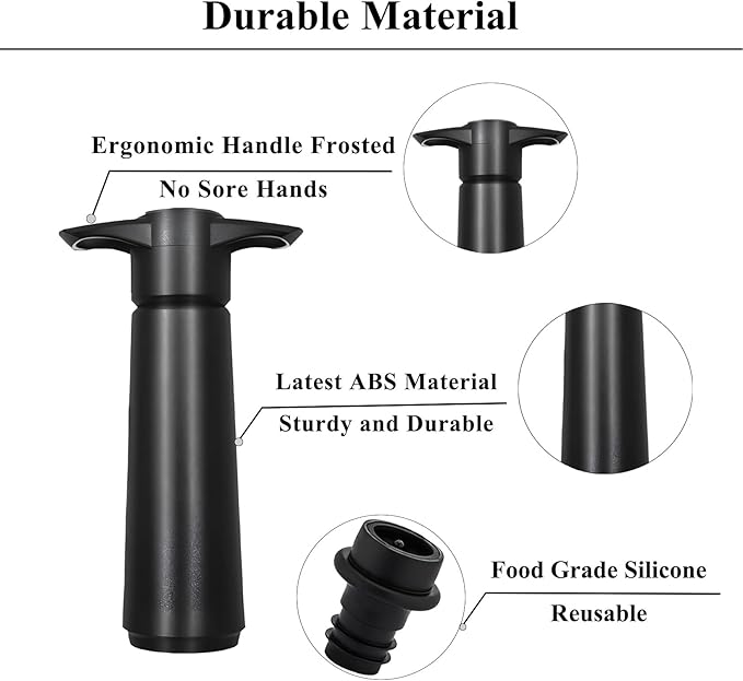 Wine Stoppers Vacuum with Pump, Keep Wine Fresh for up to 7 Days -1 Pump 8 Stopper, Wine Pump and Wine Vacuum Stopper, Reusable for Wine Saver, Wine Stoppers for Wine Bottles