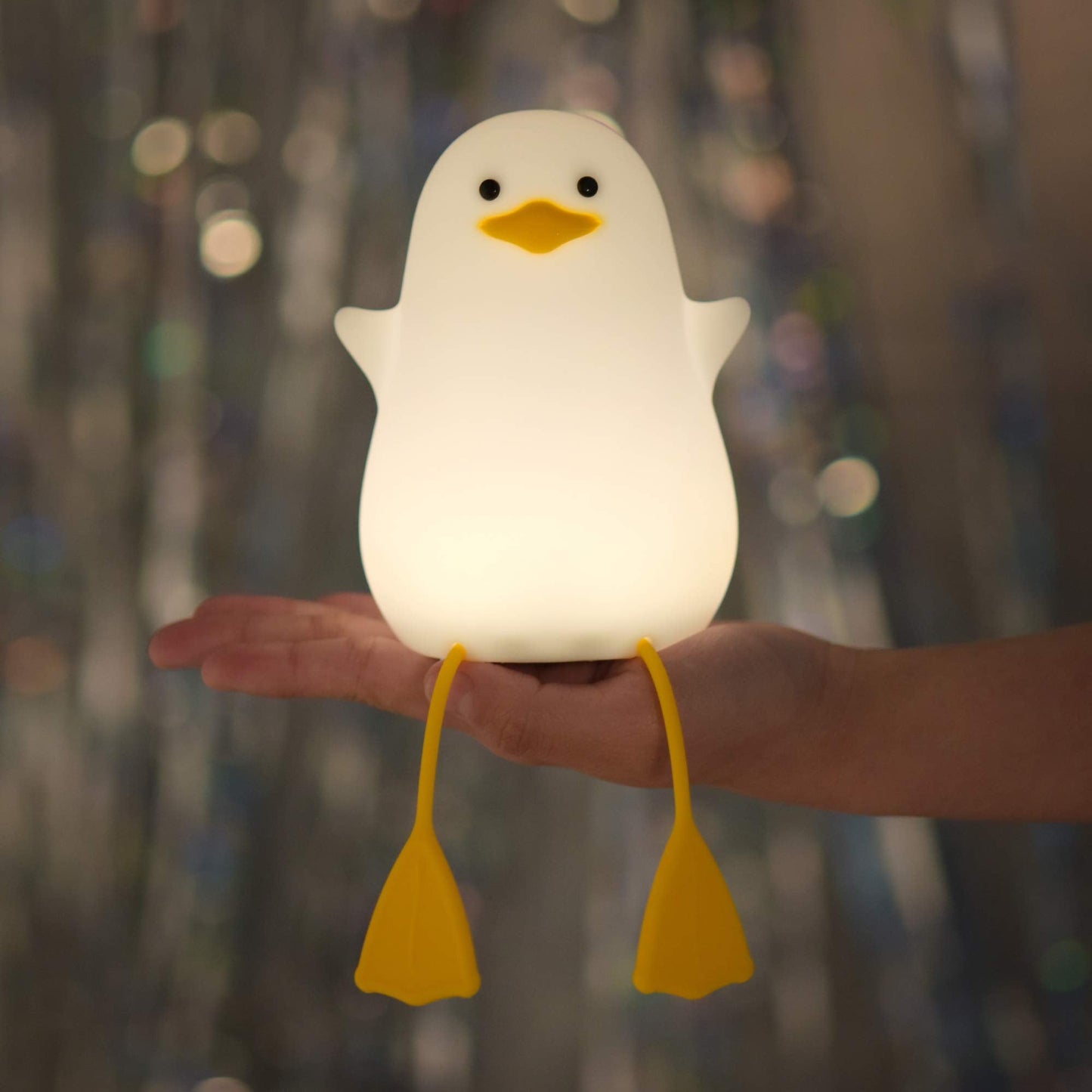YuanDian Cute Duck Night Light, Silicone, White & Yellow, Model FS-2810-9999, Kawaii Room Decor for Kids and Teens