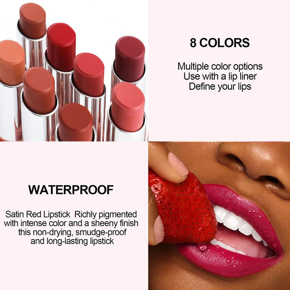 2-in-1 Brown Matte Lip Liner & Lipstick Combo Set,Lips Kit with Lip Liner Lip Stains Long Lasting Waterproof Smudge Proof for Ol