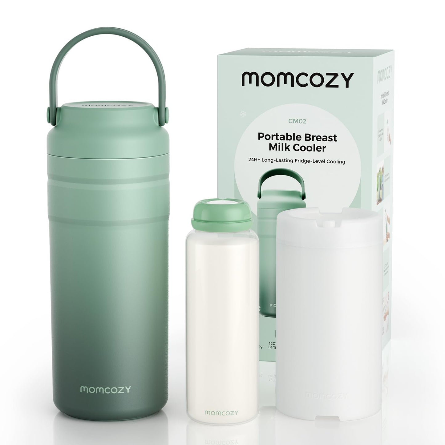 Momcozy Portable Breast Milk Cooler for Travel, 24H Ice-Free Cooling Breastmilk Storage Bottles Container, 12oz Leak Proof Outdoor Small Freezer, Baby Breastfeeding Essential Gift for New Moms