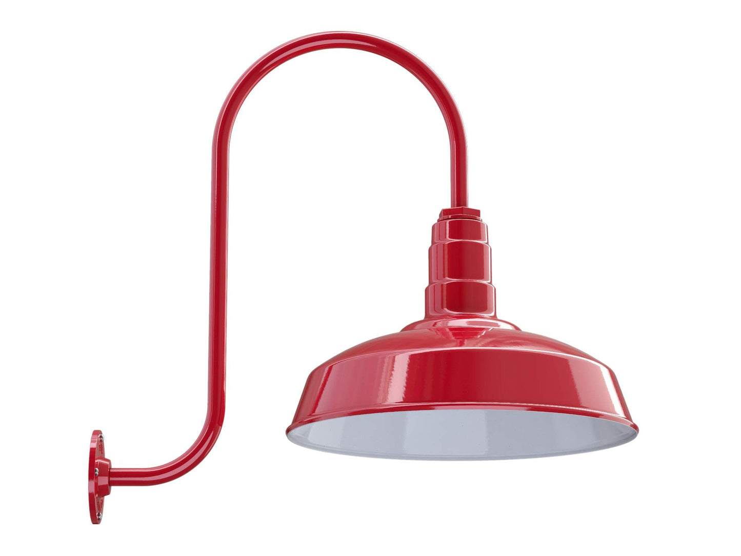 Steel Lighting Co. Gardena Barn Light - 16 Red Steel Outdoor Wall Fixture, Upslope Gooseneck, Farmhouse Style, Made In America