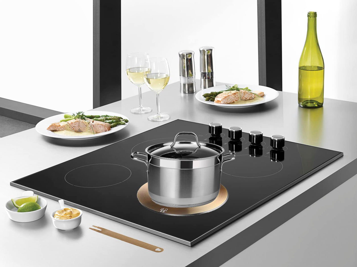 Heat Diffuser Plate, Grouarty Stainless Steel Cooking Induction Adapter Simmer Plate for Electric Gas Glass Cooktop Hob Ring, Induction Cooktop Converter Plate With Handle (7.9inch)
