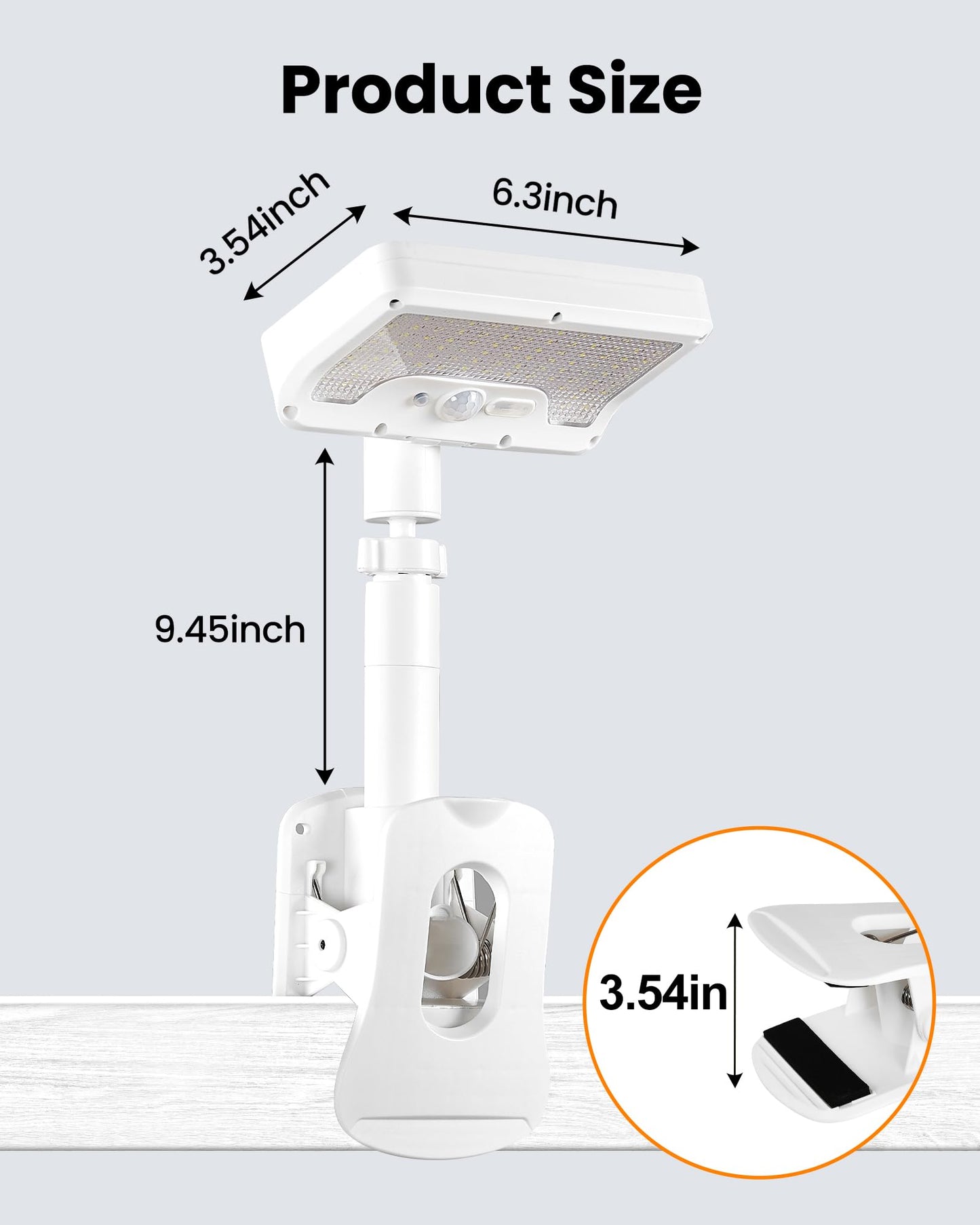 Thumok Clip On Solar Lights Outdoor, Motion Sensor Outdoor Lights, 92 LEDs 600LM Solar Fence Lights Outdoor Waterproof,Security Lights for Fence, Deck, Gutter (2, White-6000K)
