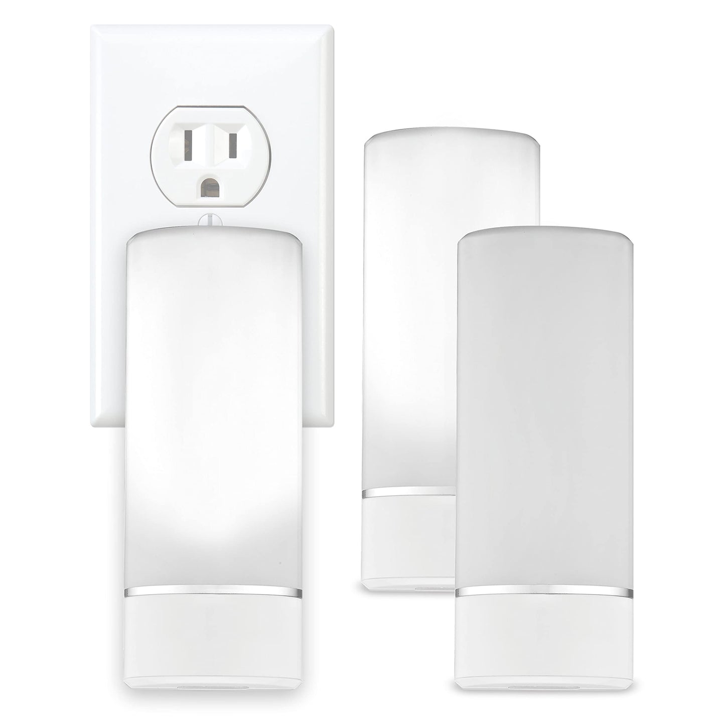 Sunbeam 3-Pack Emergency Night Lights, 5-In-1 Multi-Color Led, Dusk To Dawn, Motion Sensor, Rechargeable, Blackouts, Foldable Plug