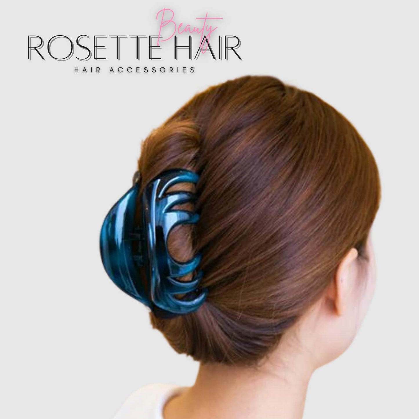 Rosette Large Chic Styling Glass Claw Clip Hair Clamps Grips Hairpins Barrettes for Indoor/Outdoor Use - Thick Hair, Women and G