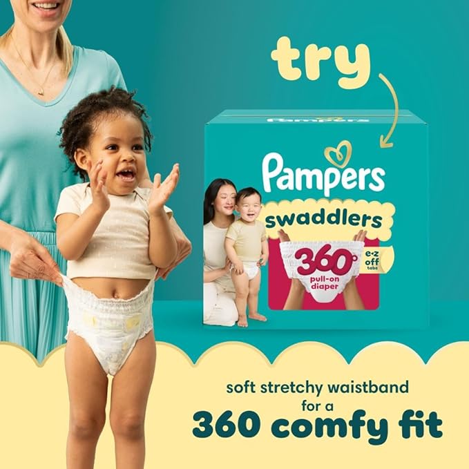 Pampers Swaddlers Diapers, Size 5 (20-37 lbs), 58 Count, Absorbent, Keeps Baby Dry and Comfortable, Skin Safe Disposable Baby Diaper (Packaging May Vary)