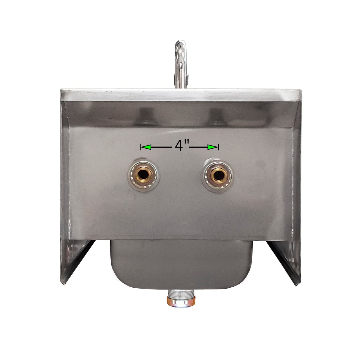 AmGood Stainless Steel Wall Mount Hand Sink with Faucet | Commercial Hand Washing Basin For Restaurant, Kitchen | NSF. (12" x 12" with Sidesplash)