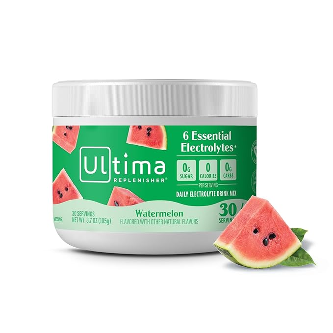 Ultima Replenisher Daily Electrolyte Powder Drink Mix – Sugar Free – Watermelon, 30 Servings – Hydration Powder with 6 Key...