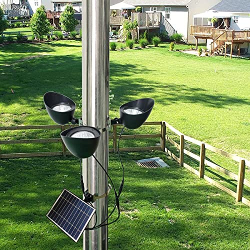 Solar Flag Pole Light 3 Super-Spotlights LEDs, Adjustable Metal Clamps Fits 2-6''Flag Poles, IP65 Waterproof Outdoor Solar...