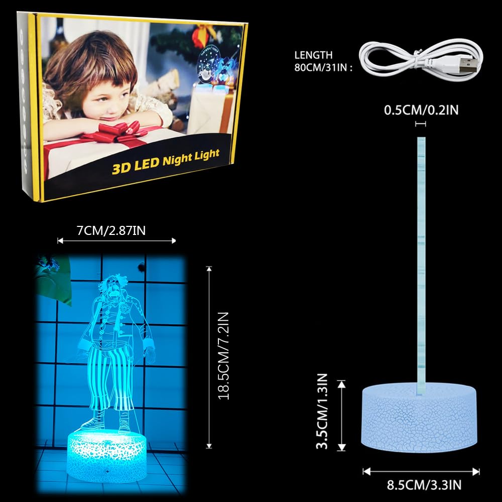 Mzcyfuy 3D Night Light USB Desk Lamp, 16 Color Changing, Clown Design, Multicolor, Model ZRKJ01