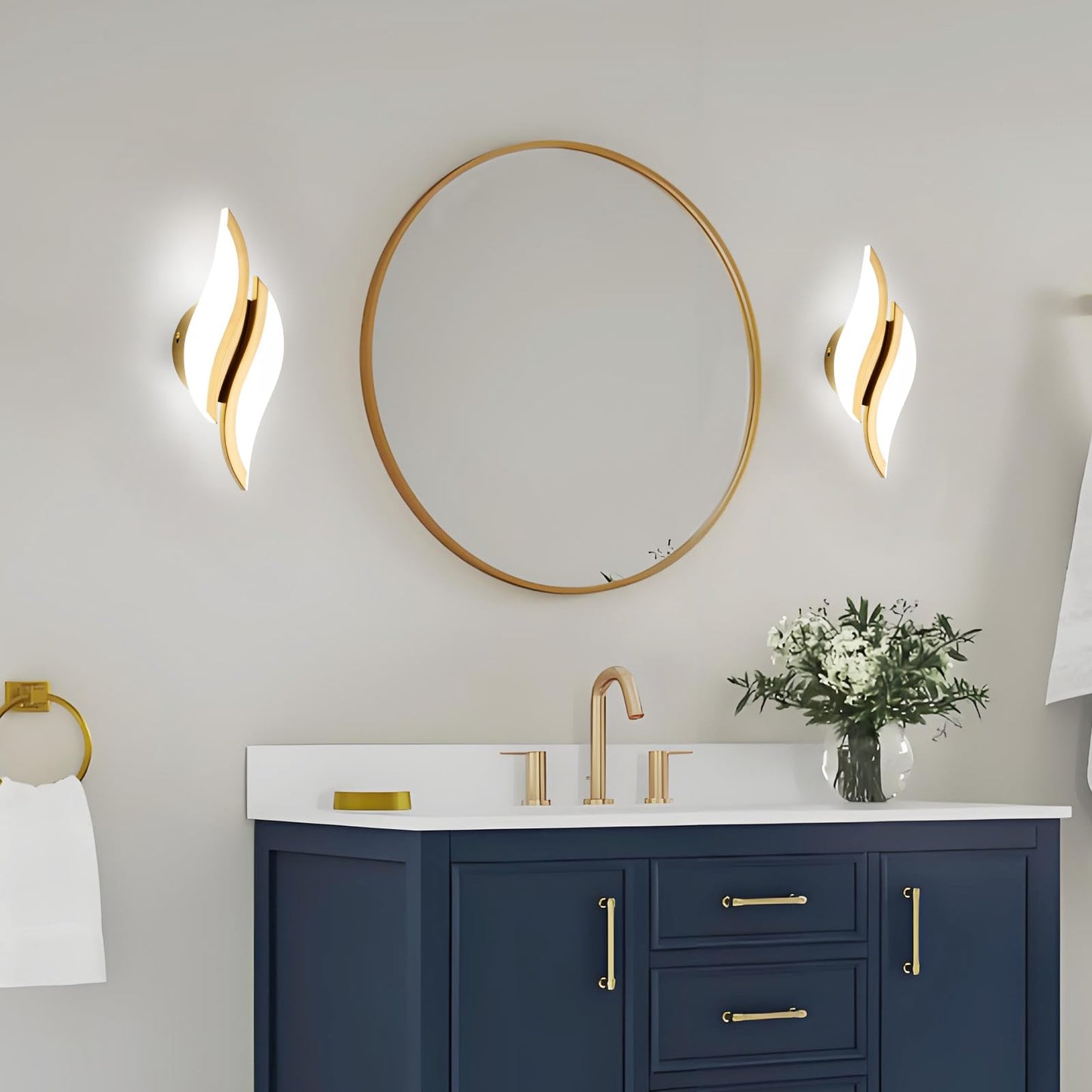 Caneoe Modern Led Wall Sconce 6000K Cold White Black Indoor Wall Light Fixtures Acrylic Wall Sconce Lighting For Living Room Bedroom Bedside Bathroom Hallway Stairway Wall Lamp (Gold  1 Pack 6000K)