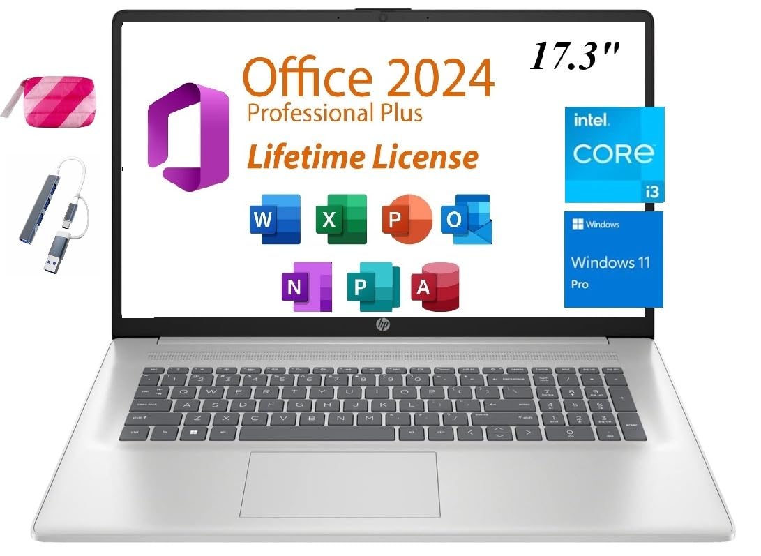 Hp 2025 Premium 17 Laptop, Lifetime Office 2024, 17.3    Hd+ Display, Intel Core I3-N305 Processor,32Gb Ram, 2Tb Pcie Ssd, Wi-Fi