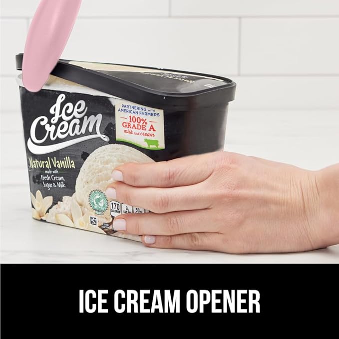 GORILLA GRIP BPA-Free Heavy Duty Ice Cream Scoop, Comfortable Ergonomic Handle, Professional Grade Scooper for Perfect Round Scoops, Spoon Frozen Hard Gelato, Sorbet, Cookie Dough, Kitchen Tool, Pink