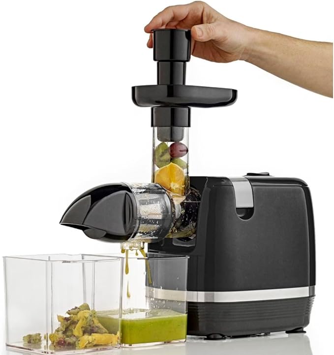 Cold Press 365 Compact Masticating Horizontal Juicer, 150W Low-Speed 3-Stage Auger, in Black (H3000R)