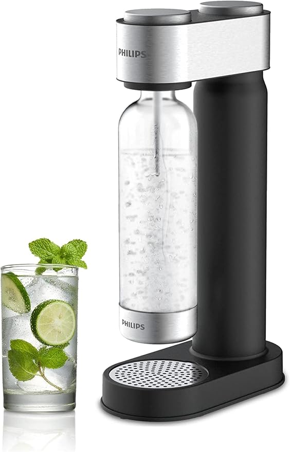 PHILIPS ADD4902BKO/37 Sparkling Water Maker, Soda Maker, Soda Streaming Machine with 1L Carbonating Bottle, Seltzer Fizzy Water Maker, Compatible with Any Screw-in 60L CO2 Carbonator(NOT Included)
