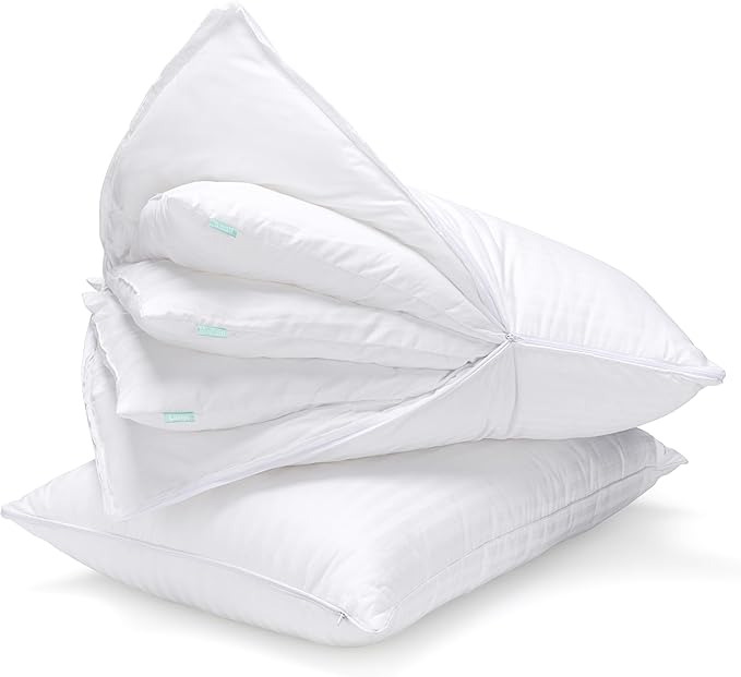 EverSnug Goose Feather Adjustable Layer Pillows for Sleeping - Set of 2, Cooling, Luxury Pillows for Back, Stomach or Side Sleepers (King (Pack of 2))