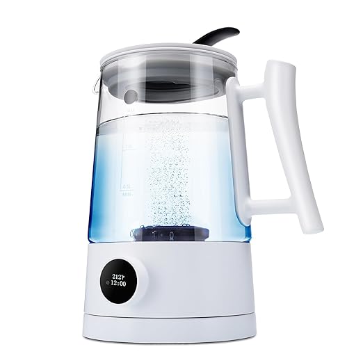 Hydrogen Water Generator with SPE and PEM Technology, 1.5L Large Capacity Hydrogen Water Pitcher, Balanced Purified Water PH Levels, 7 Preset Temps, 12 Hour Constant Temperature, Gift for Love