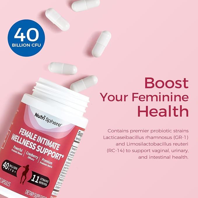 Women’s Probiotics Capsules with Cranberry & Prebiotics – 40 Billion CFU, 11 Strains for Vaginal Health Female Intimate Wellness*
