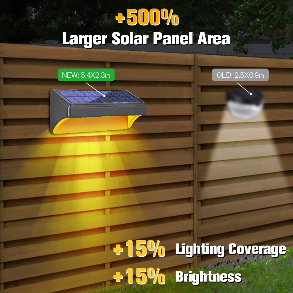 Bridika Solar Fence Lights, 8 Pack-Plus, Warm & Cool White LED, Waterproof, Model WL07 Plus, for Outdoor Use