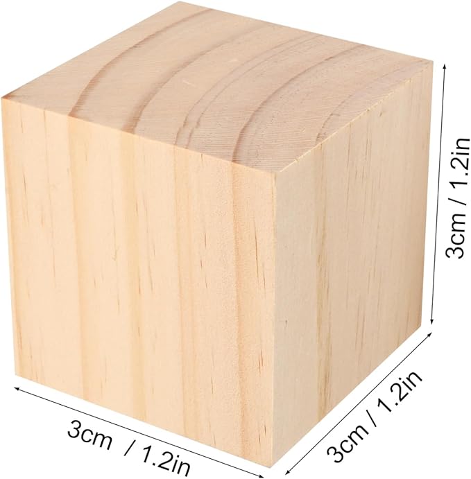 200 Packs Wooden Blocks for Crafts, 1.2 Inch Pine Wood Cubes, 3 x 3 x 3 cm Wooden Cubes for Paint, Stamp, Decorate, DIY Projects and Personalized Gifts,by GNIEMCKIN.