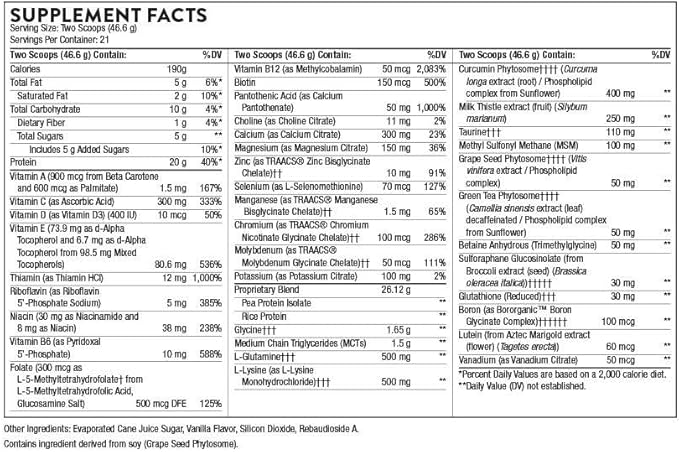 THORNE MediClear-SGS - Foundational Support, Eliminate Environmental and Dietary Toxins* - Rice and Pea Protein-Based Drink Powder with a Complete Multivitamin-Mineral Profile - Vanilla - 34.4 Oz