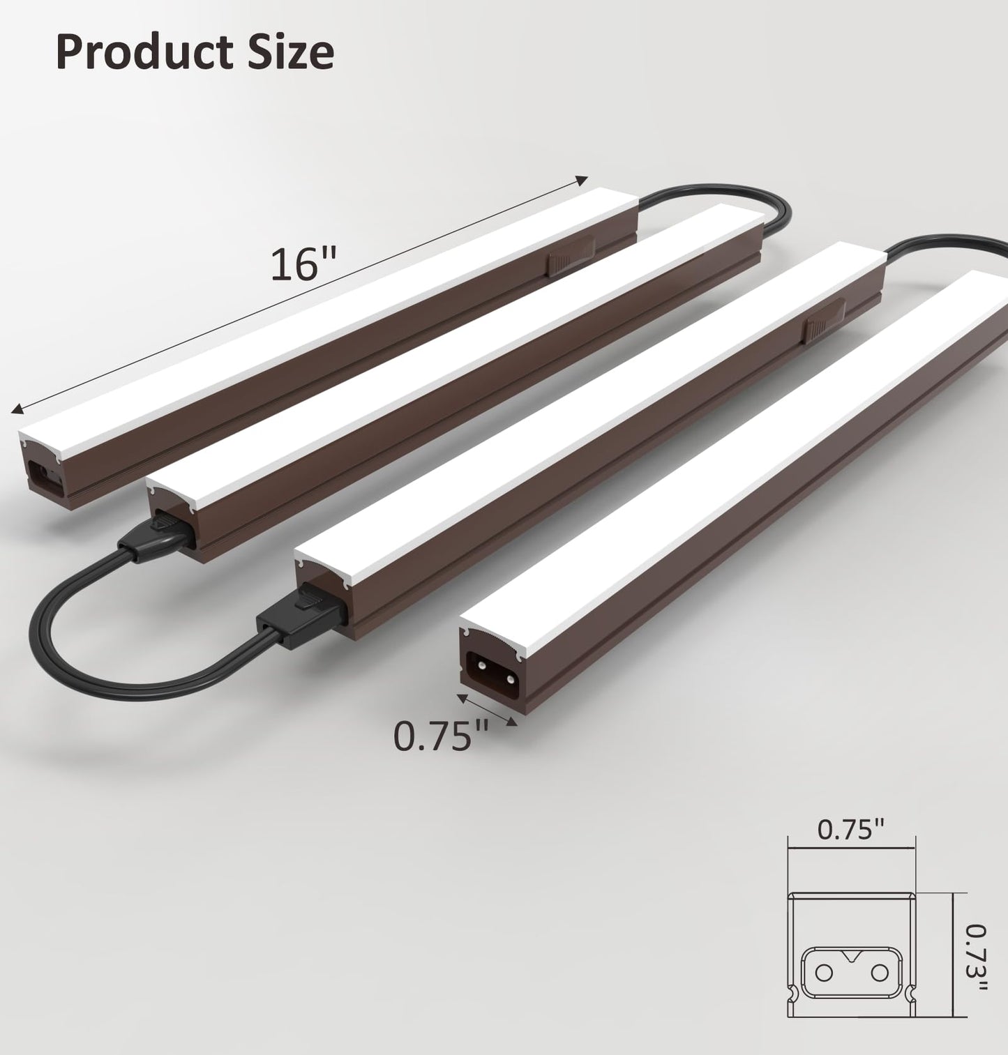 Leetdud Under Cabinet Lighting Plug In  16 Inch 4 Pcs  Linkable Ac120V 3Cct 3000K/4000K/5000K Ultra Slim  Led Under Cabinet Lights For Counter Light  Kitchen  Shelf  Sink  Workshop  Desk  Bronze