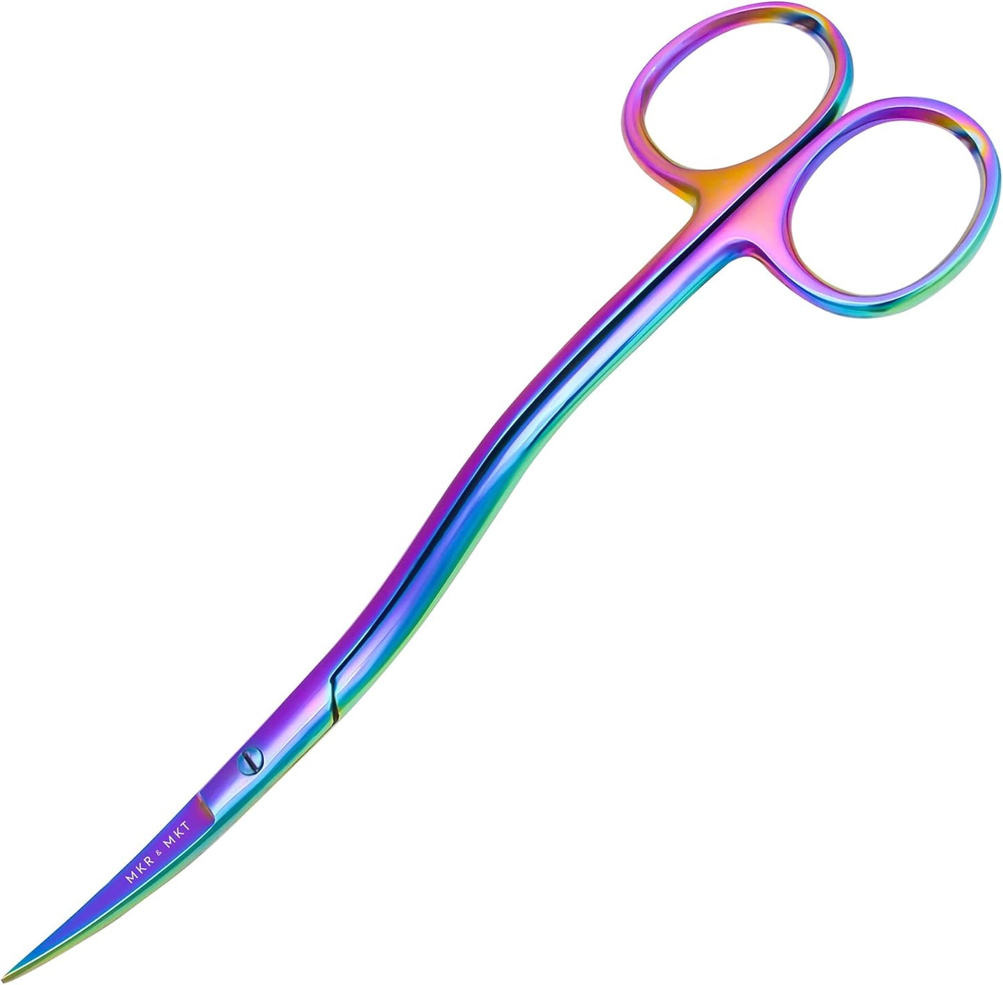 Applique Long Thin Needlepoint Blade 6.1 Inch - Double Bent Curved Offset Handle Scissors with Pouch Sleeve for Embroidery, Fabric, Thread, Knitting, Sewing, Arts & Craft (Rainbow)