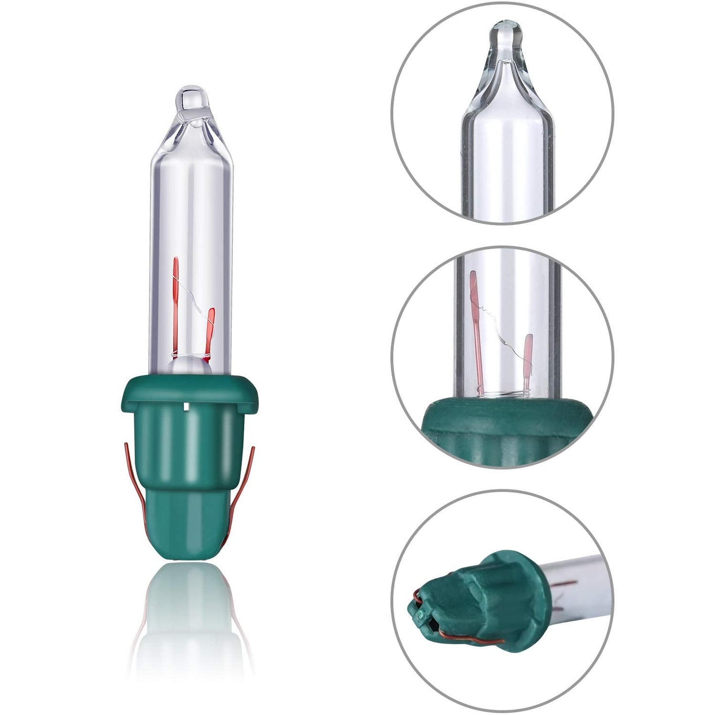Mudder Christmas Mini Light Bulbs, 2.5V Incandescent, Clear Glass, Green Base, 0.17A, 0.425W - 400 Count