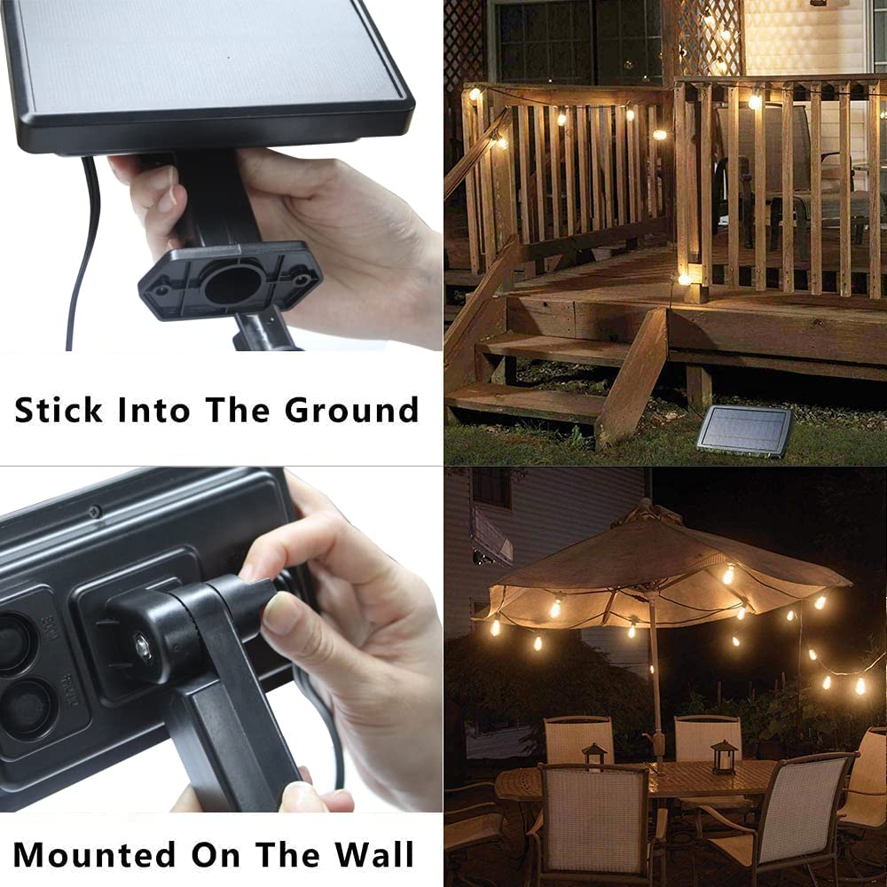 SUNTHIN Solar String Lights, 48ft Waterproof Black Outdoor Patio Lights, Shatterproof Solar Bulbs for Garden, Pool, Party, Camping