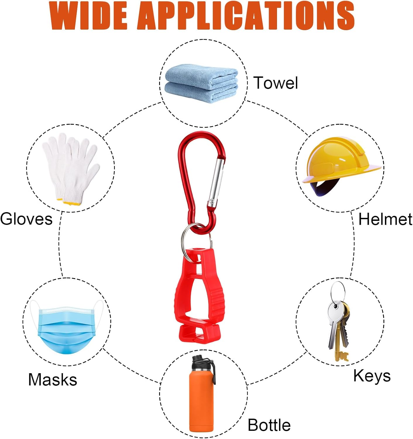 48 PCS Glove Clips for Work – Heavy-Duty Glove Holders with Belt Clips (Black, Red, Yellow, Orange)
